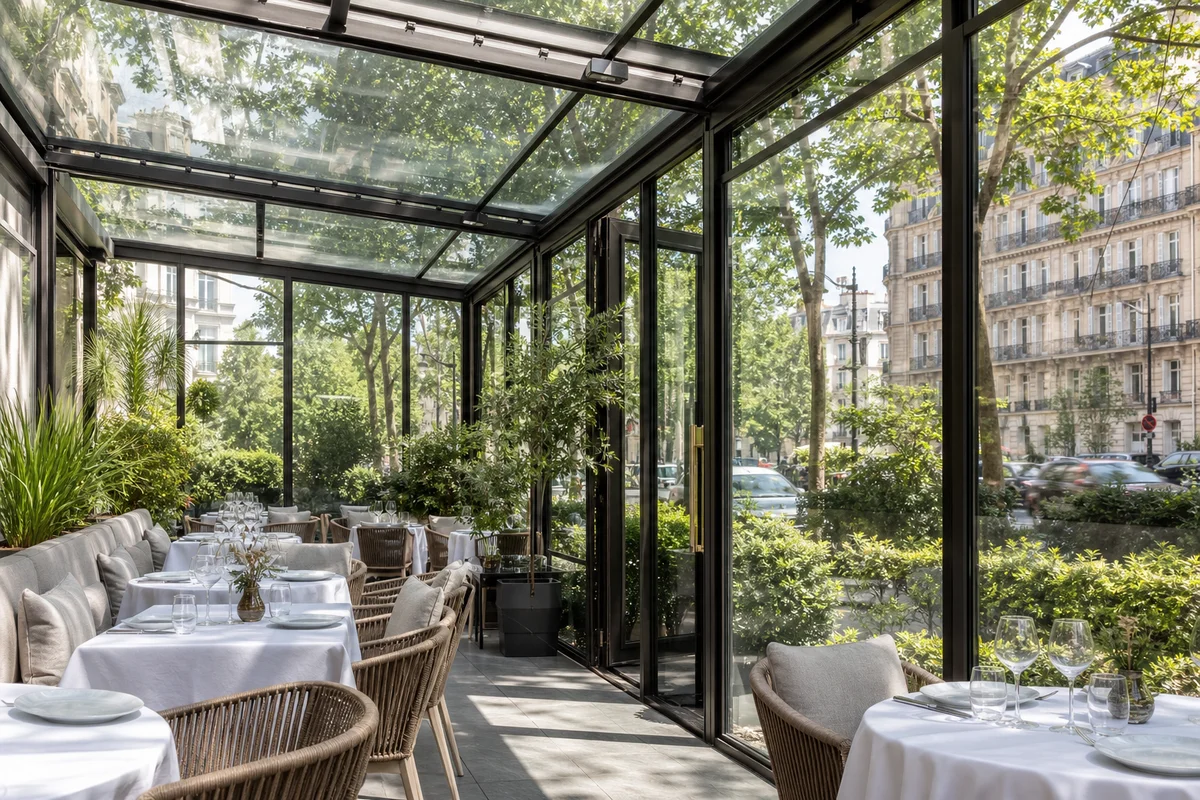 Store extérieur sur terrasse de bureaux